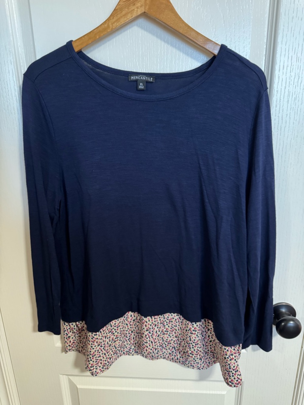 J. Crew Mercantile Navy Mixed Media Floral Tunic